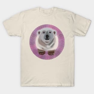 Polar Bear on lilac circular pattern T-Shirt